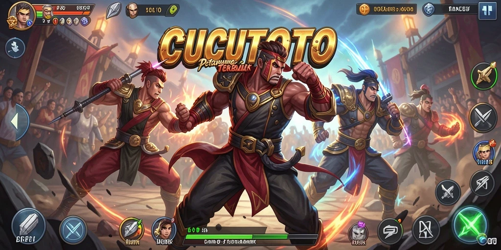 Screenshot gameplay CUCUTOTO dengan pertarungan yang seru.