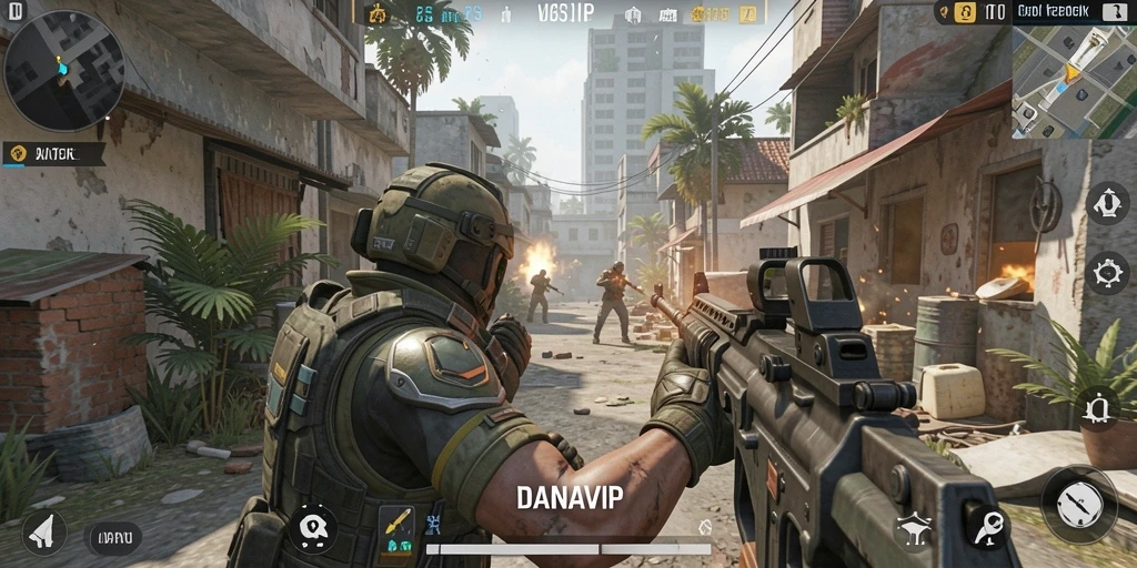 Screenshot gameplay DANAVIP yang intens dan mendebarkan.