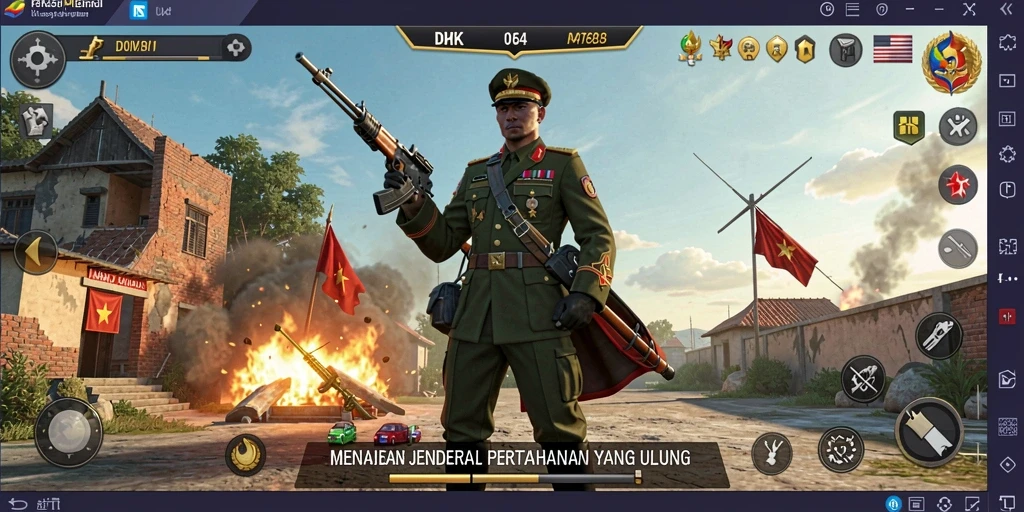 Screenshot gameplay DKK dengan menara bertahan yang strategis.
