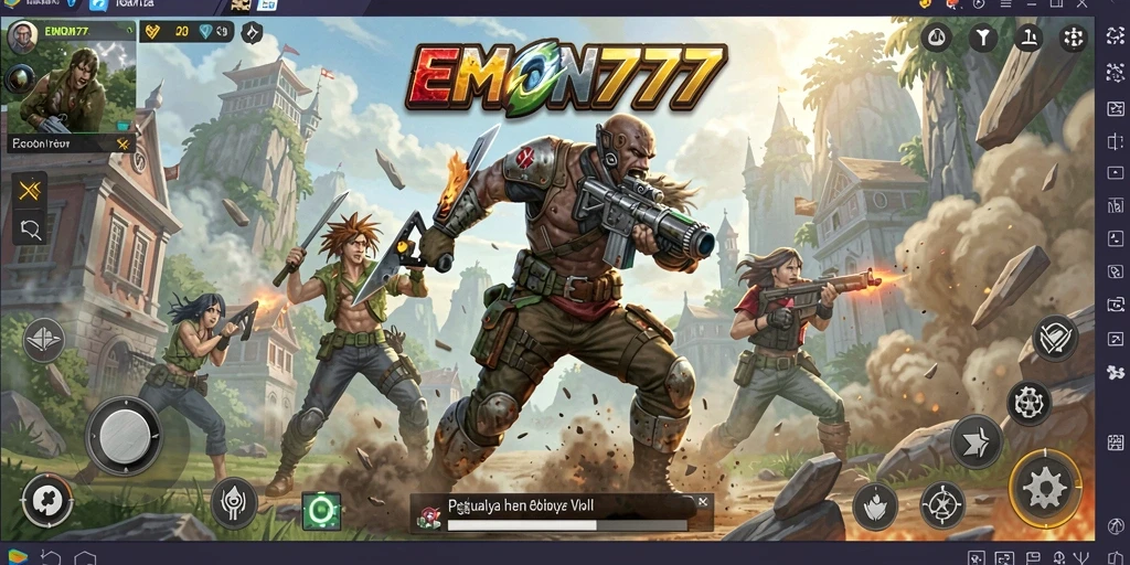 Tangkapan layar gameplay EMON777 dengan aksi pertempuran yang mendebarkan.