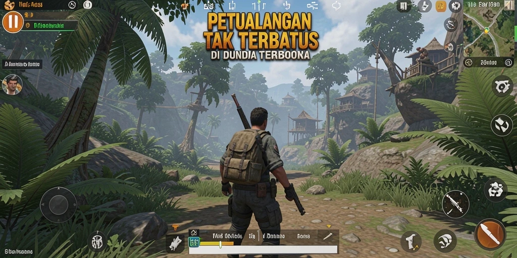 Tangkapan layar menunjukkan karakter utama dalam petualangan dunia terbuka.