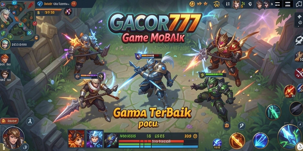 Tampilan seru dari gameplay GACOR777 di arena MOBA.