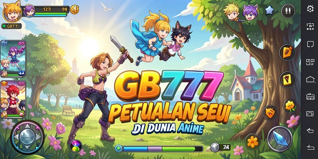 Screenshot gameplay seru dari GB777 menampilkan pertarungan karakter anime.