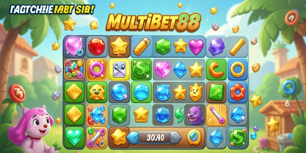 Gameplay seru MULTIBET88 dengan tantangan Match-3 yang menarik.