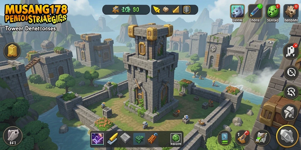 Screenshot gameplay Tower Defense di MUSANG178 yang menampilkan aksi mendebarkan.