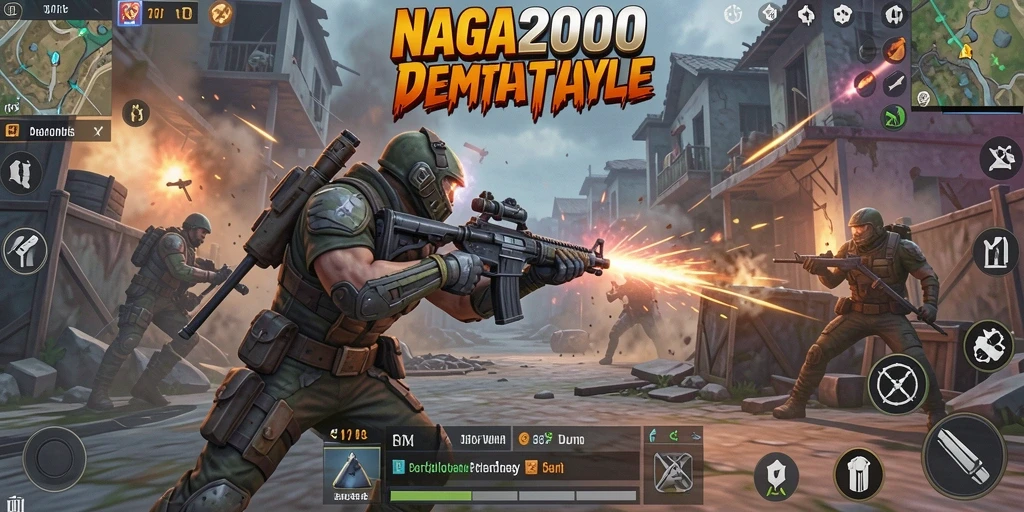 Tampilan gameplay <strong>NAGA2000</strong> yang mendebarkan di medan perang.