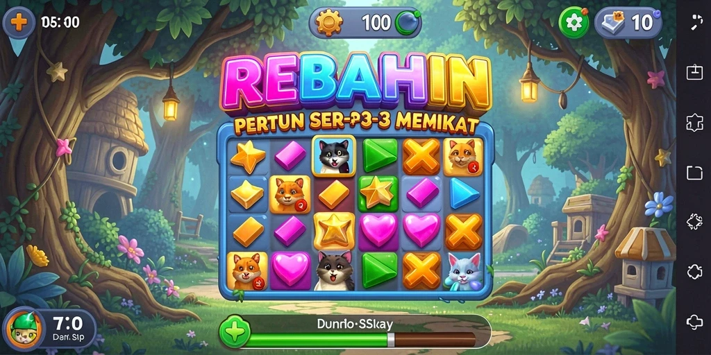Tangkapan layar gameplay REBAHIN yang seru dan menantang dalam permainan match-3.
