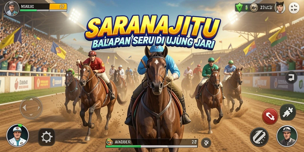 Tampilan gameplay balapan seru di SARANAJITU dengan grafis yang memukau.